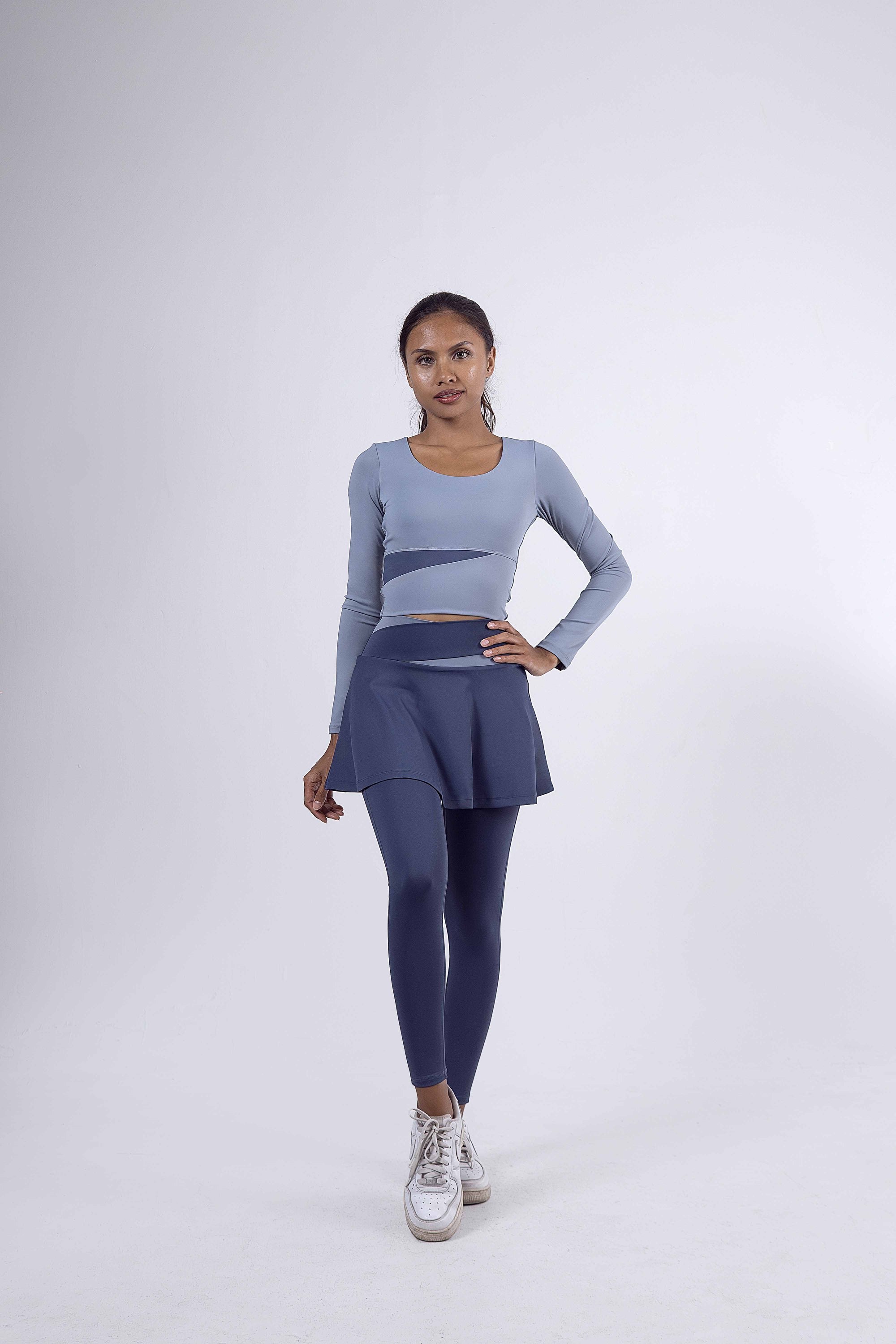 Haya Set - Longsleeve Sportbra with Long Leggings Skort