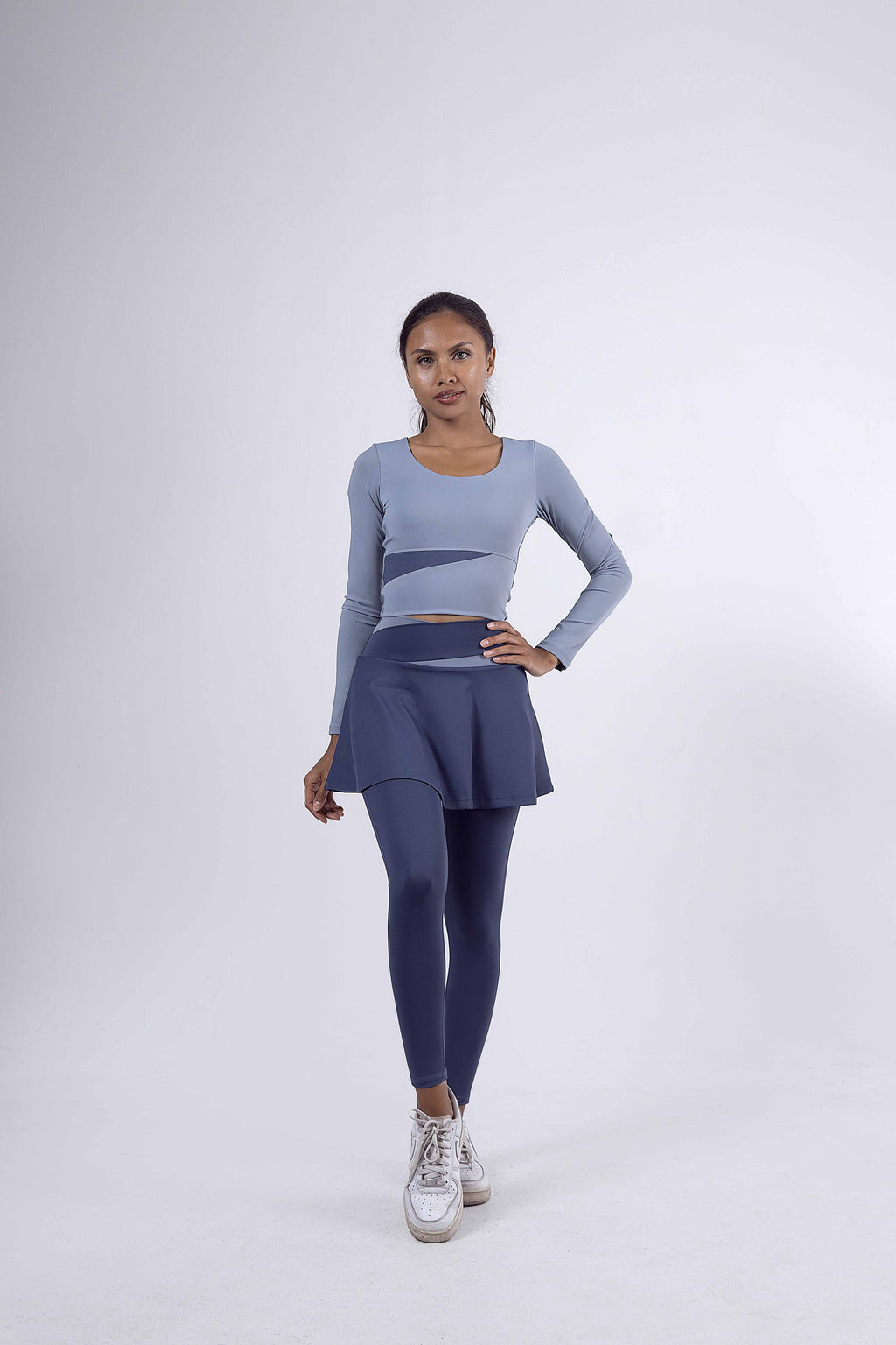 Haya Set - Longsleeve Sportbra with Long Leggings Skort
